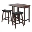 Pemberly Row 3-Piece Solid Wood Drop Leaf Dining Set in Antique Walnut