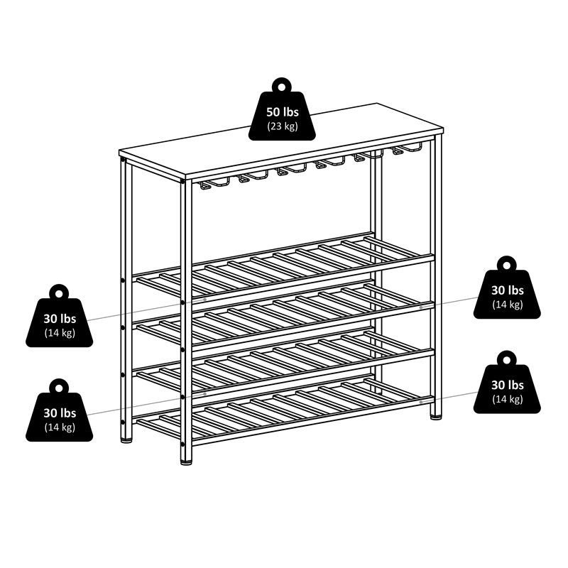 Pemberly Row Transitional Metal/Wood Wine Rack in Antique Bronze/Walnut