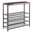 Pemberly Row Transitional Metal/Wood Wine Rack in Antique Bronze/Walnut