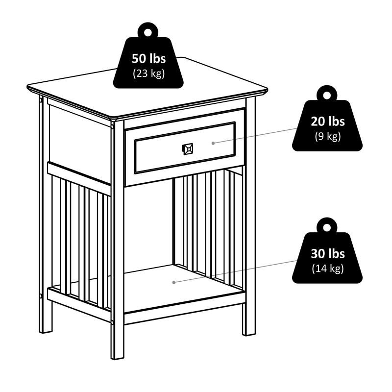 Pemberly Row 1-Drawer Transitional Solid Wood Storage End Table in Coffee