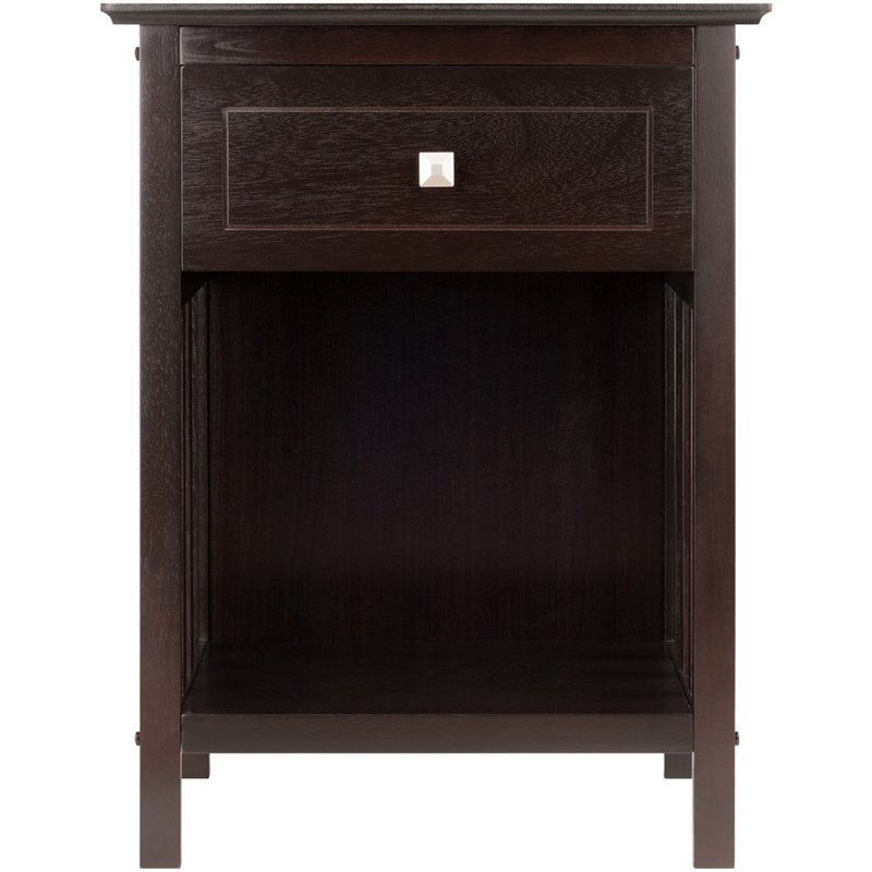 Pemberly Row 1-Drawer Transitional Solid Wood Storage End Table in Coffee
