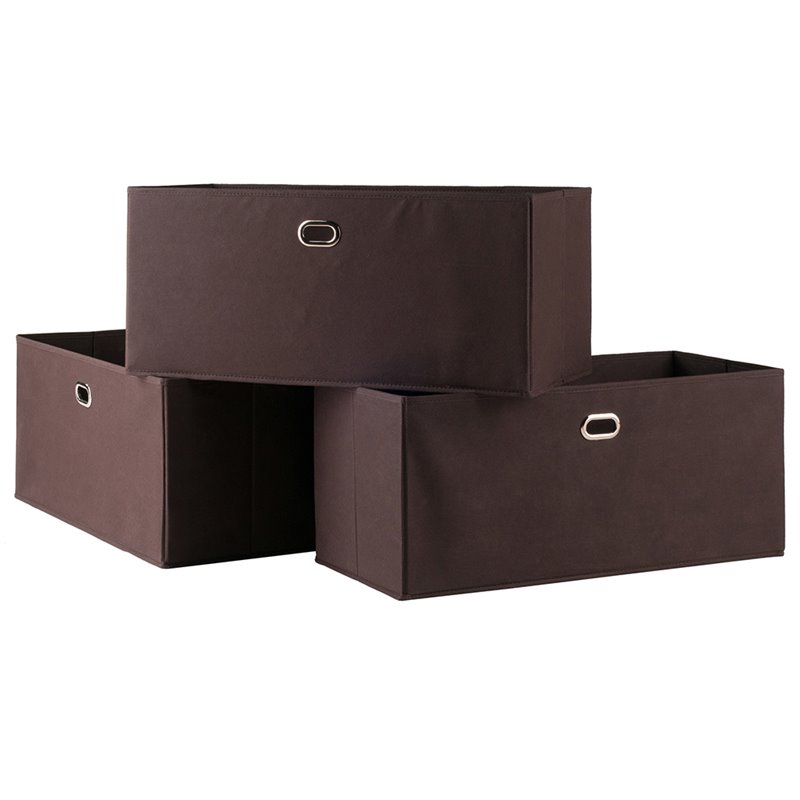 Pemberly Row Transitional Fabric Folding Basket in Chocolate (Set of 3)