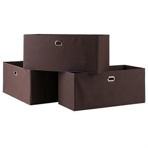 Pemberly Row Transitional Fabric Folding Basket in Chocolate (Set of 3)