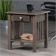 Pemberley Row Solid Wood Oyster Gray End Table Rectangular Drawer and Shelf 22.05