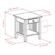 Pemberley Row Solid Wood Oyster Gray End Table Rectangular Drawer and Shelf 22.05