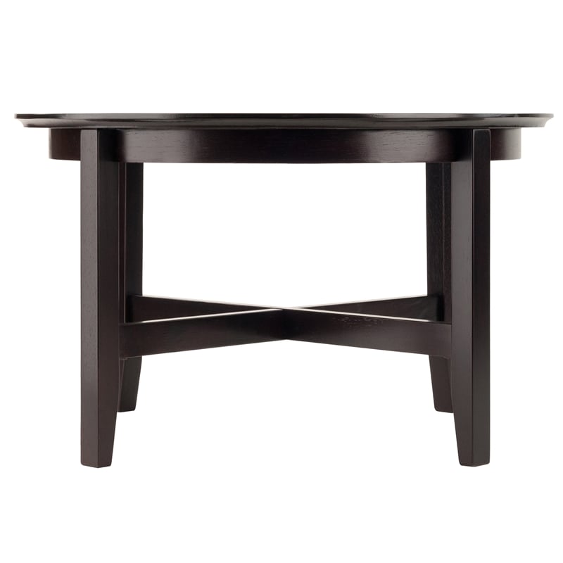 Pemberly Row Round Transitional Solid Wood Coffee Table in Espresso