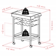 Pemberly Row Transitional Wood Johnnie Bar Cart in Espresso Finish