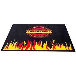 Pemberly Row Fabric Black Fire Retardant BBQ Mat Flame Design Size 39 x 60