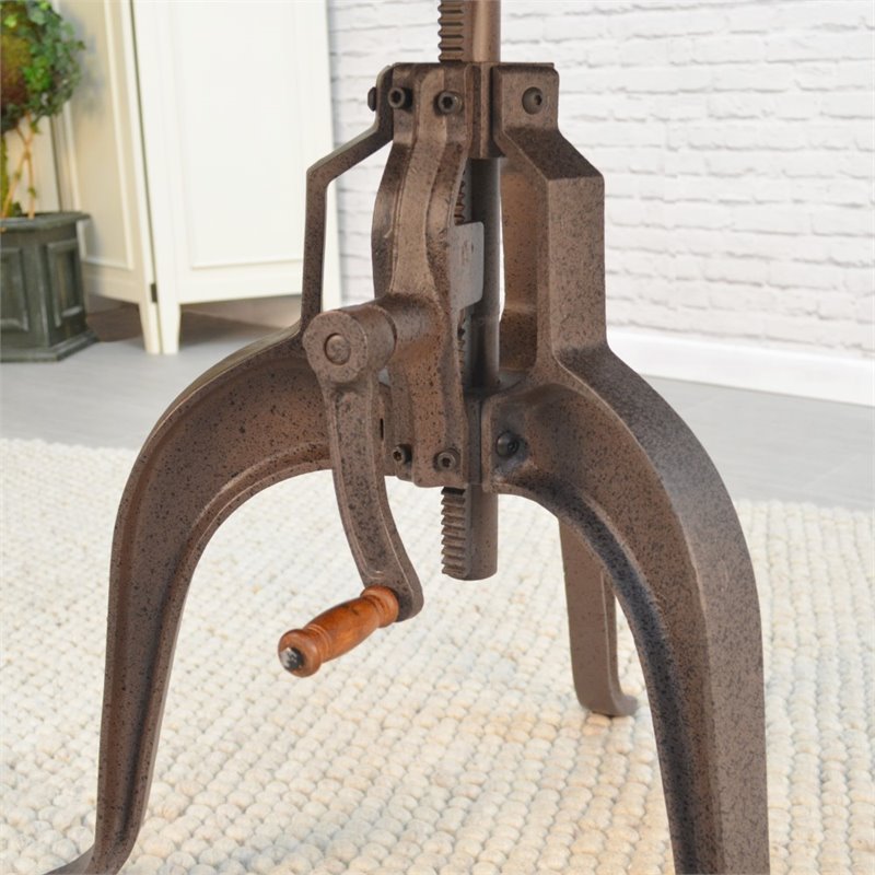 Pemberly Row Contemporary / Modern Metal Brown Adjustable Crank Table Industrial