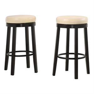 Pemberly Row Solid Wood Swivel 30&quot Bar Stool in Cream and Espresso (Set of 2)