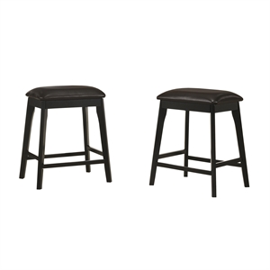 Pemberly Row Transitional Vinyl 25&quot Wood Counter Stool in Brown (Set of 2)