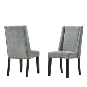 Pemberly Row Transitional Upholstered Wood Dining Chair in Gray (Set of 2)