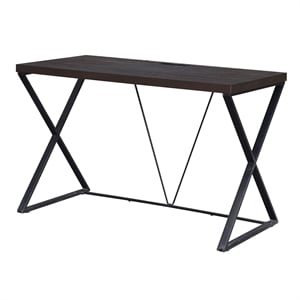 Pemberly Row Industrial Metal Computer Desk in Elm and Black
