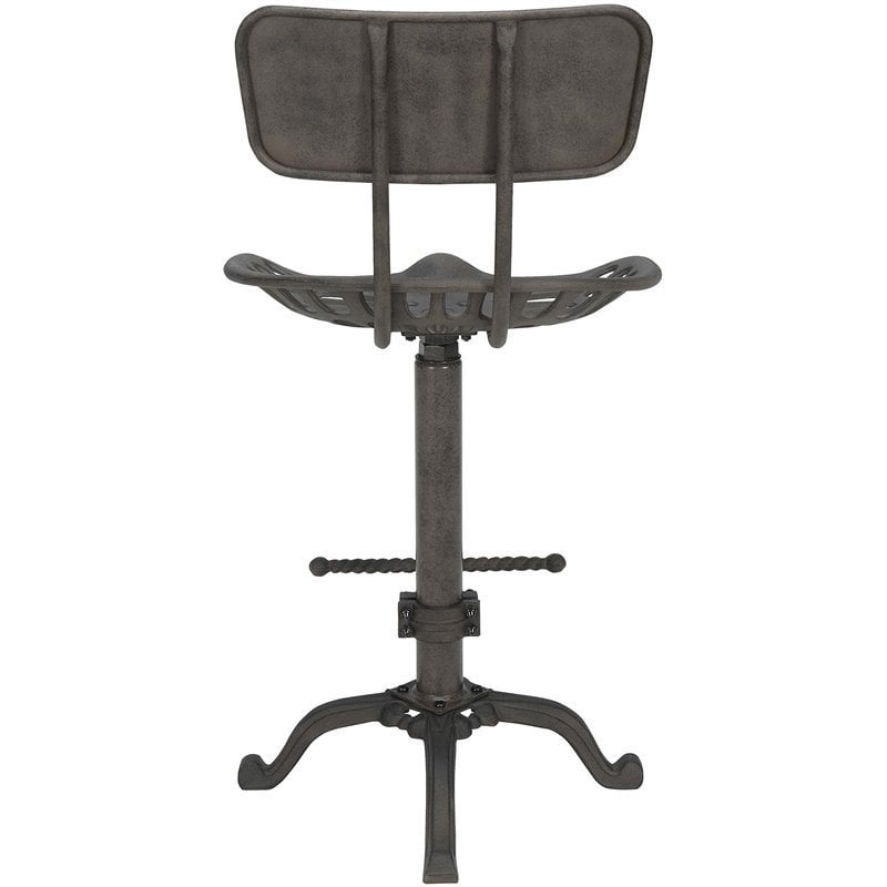 Pemberly Row Industrial Metal Adjustable Bar Stool in Gray Finish