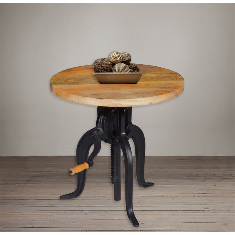 Pemberly Row Modern / Contemporary Metal Brown Finish Adjustable End Table