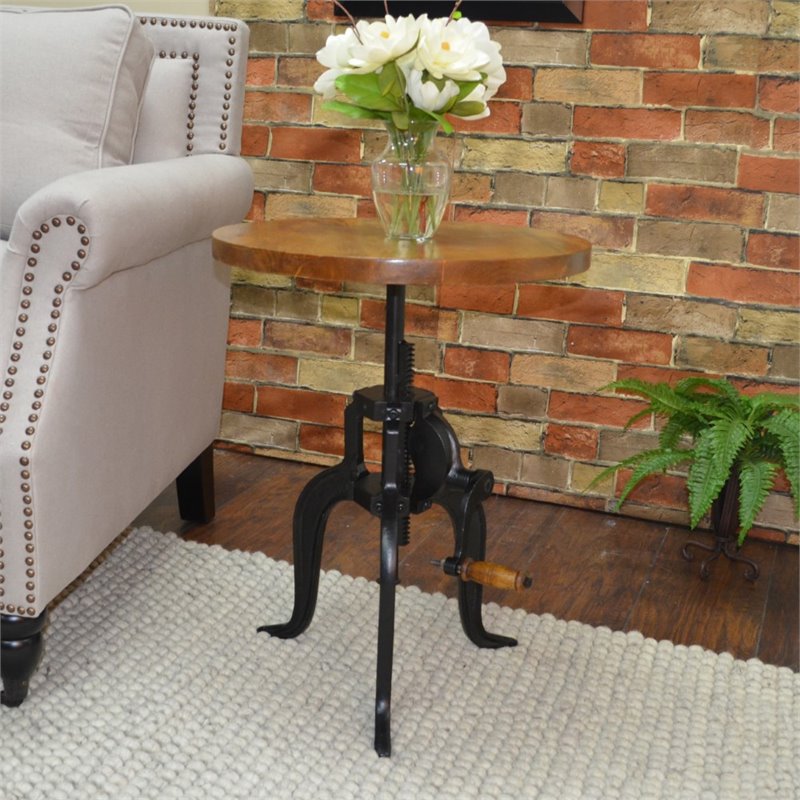 Pemberly Row Modern / Contemporary Metal Brown Finish Adjustable End Table