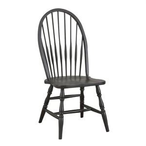 Pemberly Row Modern / Contemporary Wood Windsor Chair in Antique Black Finish