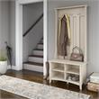 Pemberly Row Hall Tree w/ Shoe Storage Bench in Antique White - Engineered Wood