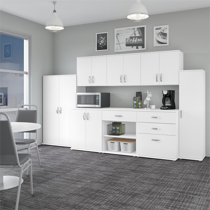 Pemberley Row Engineered Wood White Floor Storage Cabinet Rectangular Adjustable Shelves 28.35