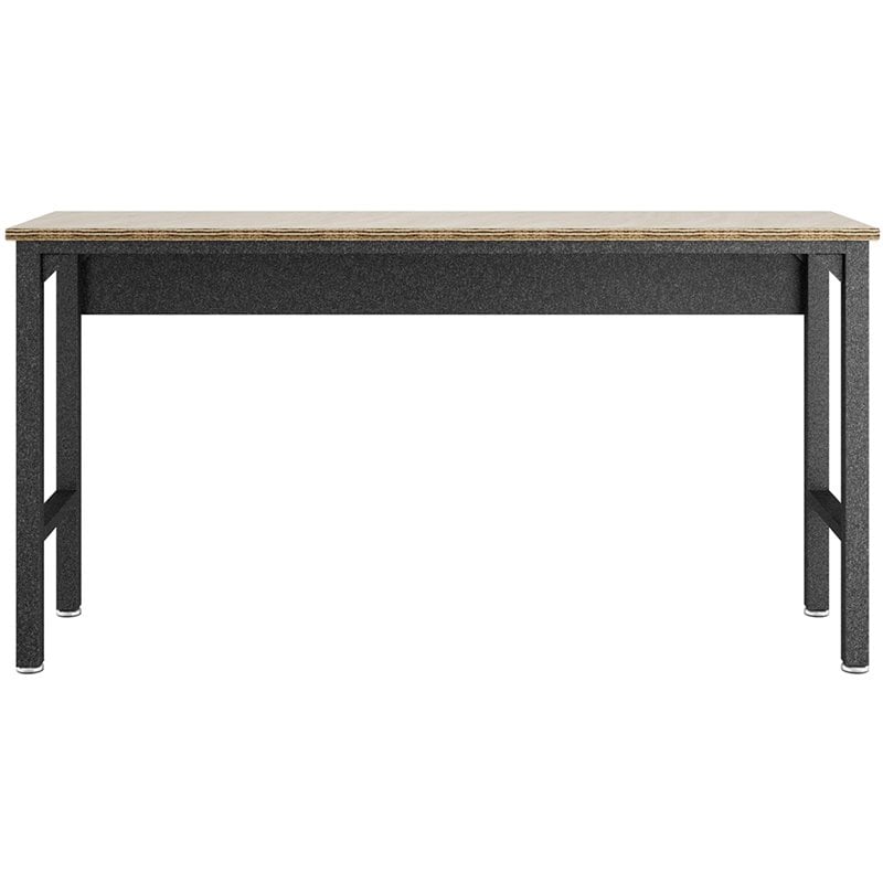 Pemberly Row Modern MDP Wood/Steel Metal Garage Work Table in Gray/Natural