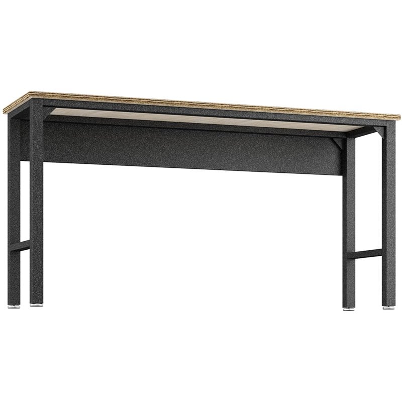 Pemberly Row Modern MDP Wood/Steel Metal Garage Work Table in Gray/Natural