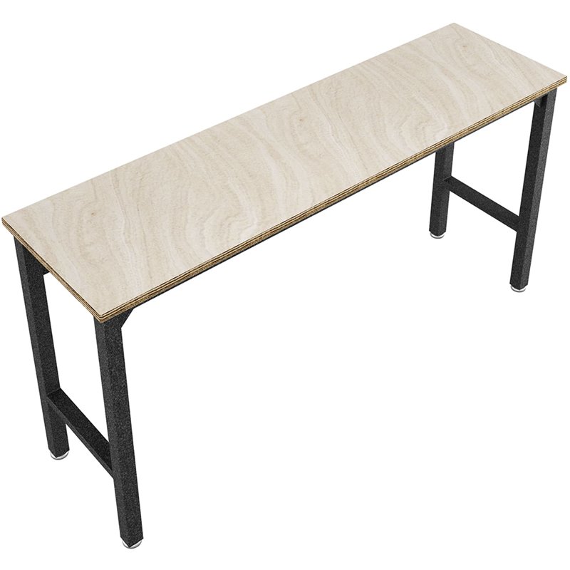 Pemberly Row Modern MDP Wood/Steel Metal Garage Work Table in Gray/Natural