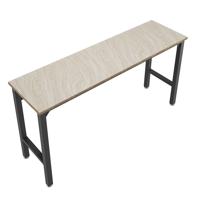 Pemberly Row Modern Metal/Wood Garage Table in Charcoal/Natural