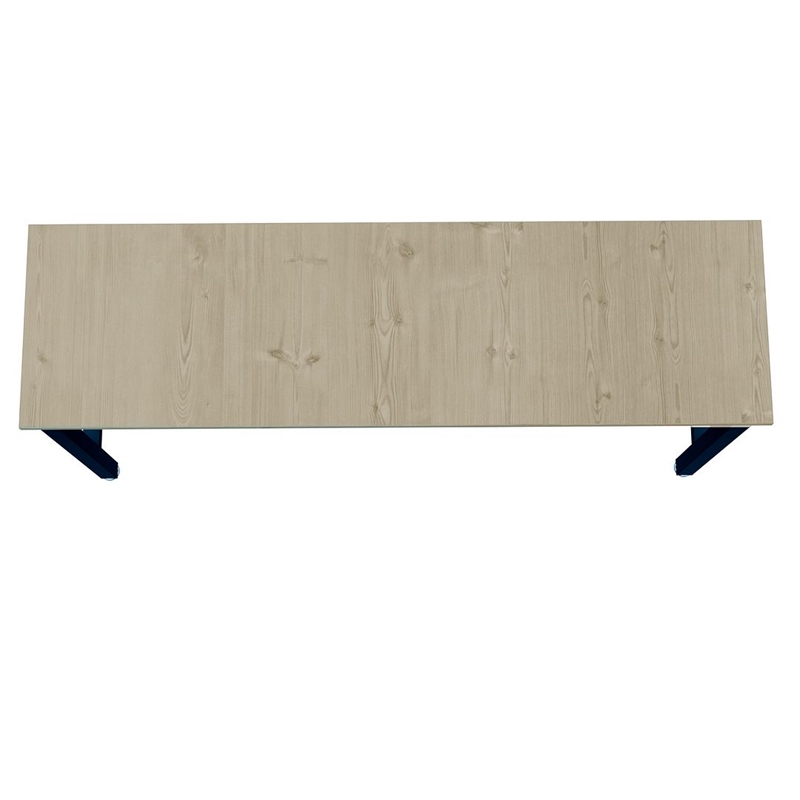 Pemberly Row Modern Metal/Wood Garage Table in Charcoal/Natural