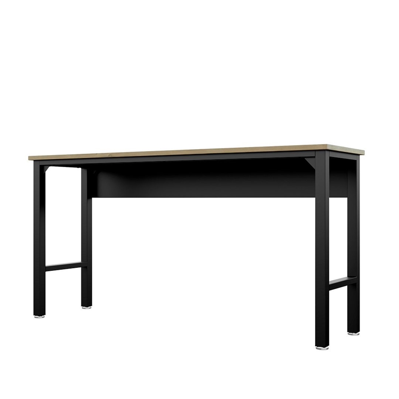 Pemberly Row Modern Metal/Wood Garage Table in Charcoal/Natural