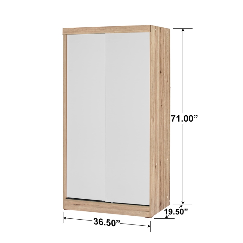 Pemberly Row Modern Multi-Color Wood Double Sliding Door Wardrobe
