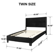 Pemberly Row Velvet Upholstered Twin Platform Panel Bed in Black