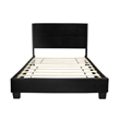 Pemberly Row Velvet Upholstered Twin Platform Panel Bed in Black