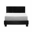 Pemberly Row Velvet Upholstered Twin Platform Panel Bed in Black