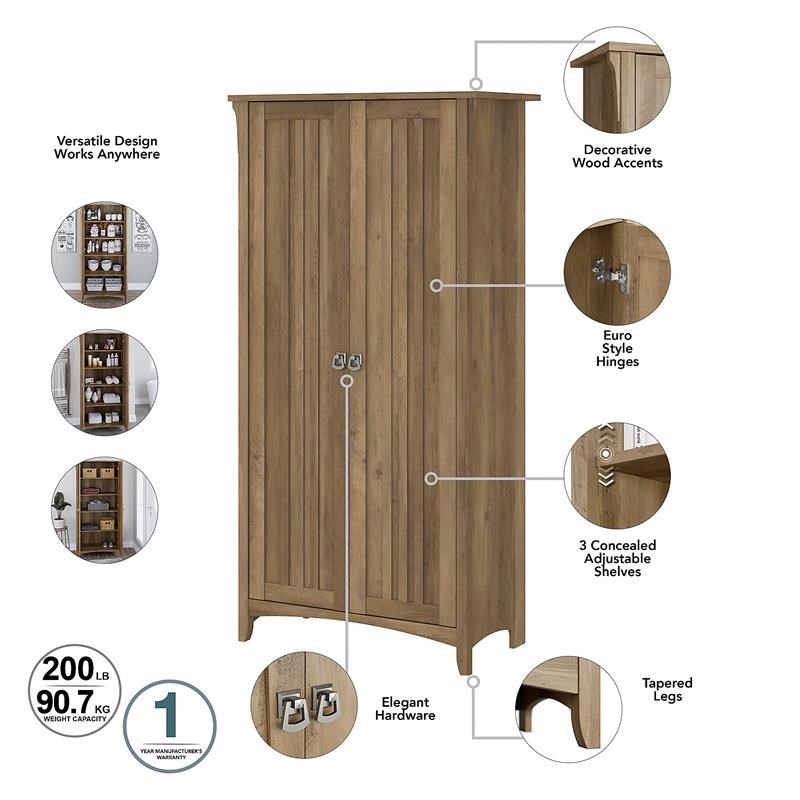 Pemberly Row Engineered Wood Kitchen Pantry Cabinet with Doors in Reclaimed Pine