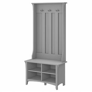 Pemberly Row Engineered Wood Hall Tree with Shoe Storage Bench in Cape Cod Gray