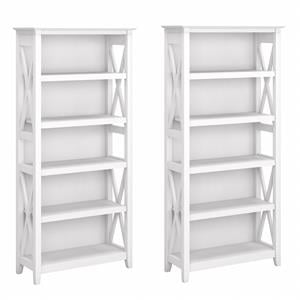 Pemberly Row 5 Shelf Bookcase Set in Pure White Oak - Engineered Wood