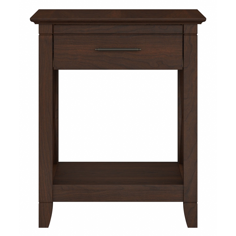 Pemberly Row Farmhouse Engineered Wood End Table with Storage in Cherry