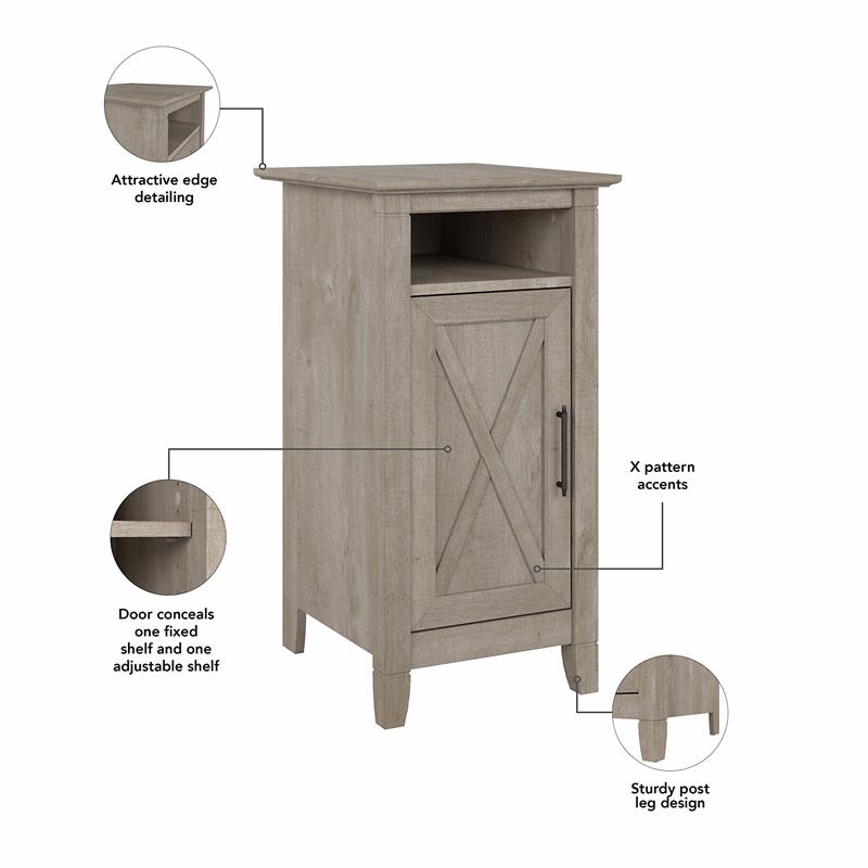 Pemberly Row Small Storage Cabinet with Door in Washed Gray - Engineered Wood