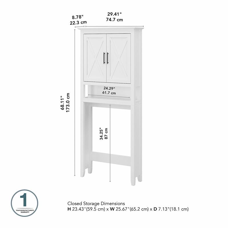 Pemberly Row Over The Toilet Storage Cabinet in White Ash - Engineered Wood
