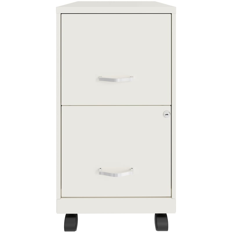 Pemberly Row 18in 2 Drawer Mobile Smart Vertical Filing Cabinet Pearl White