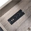 Pemberly Row Modern Electric Charging Flip Top Table in Brown Wood