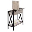 Pemberly Row Modern Electric Charging Flip Top Table in Brown Wood