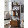 Pemberly Row Ladder Bookcase with File Drawer in Caramel Wood Finish