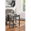 Pemberly Row Three-Tier End Table with Drawer in Gray Wood Finish