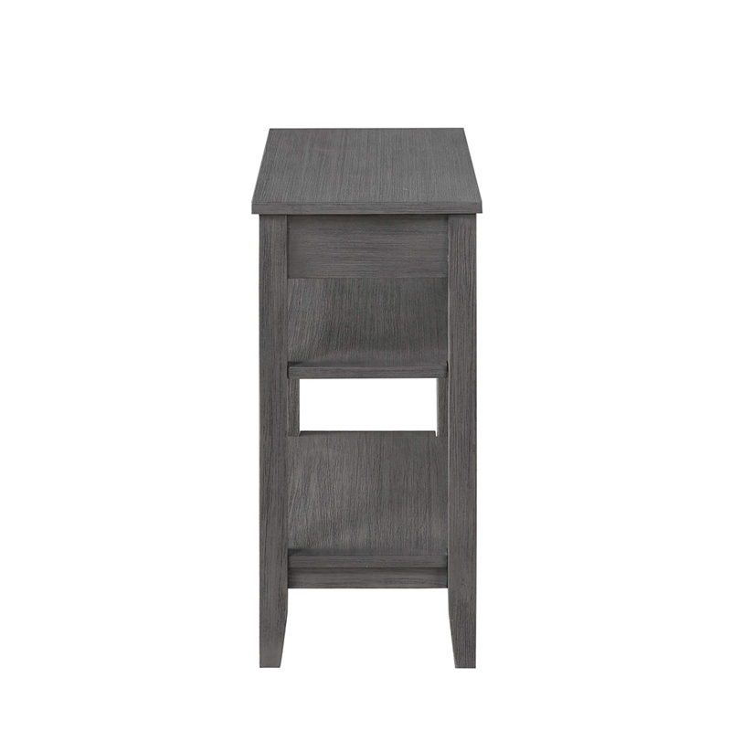Pemberly Row Three-Tier End Table with Drawer in Gray Wood Finish