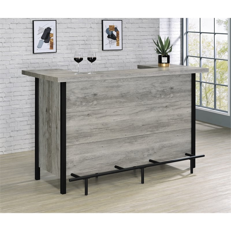 Pemberley Row Engineered Wood Gray Driftwood Bar Unit Rectangular 70.75