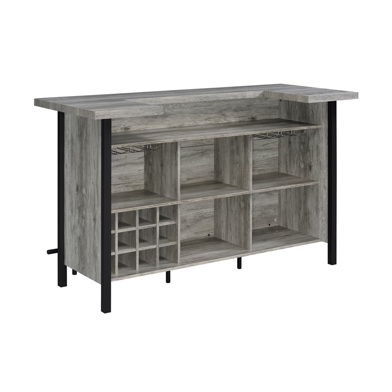 Pemberley Row Engineered Wood Gray Driftwood Bar Unit Rectangular 70.75