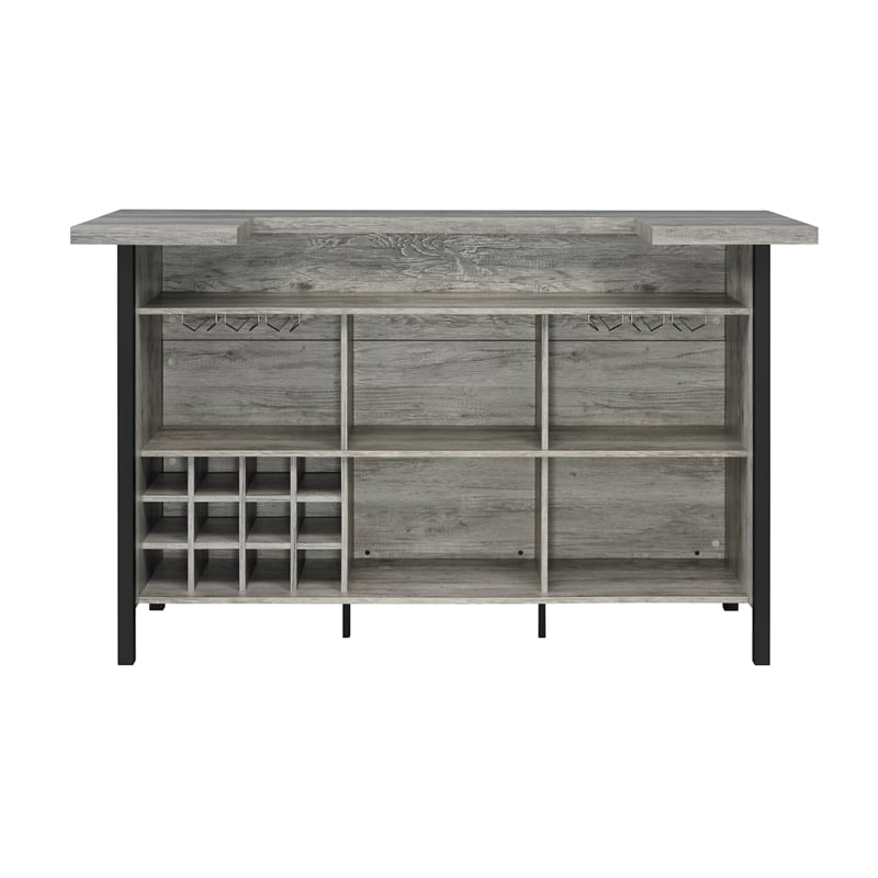 Pemberley Row Engineered Wood Gray Driftwood Bar Unit Rectangular 70.75