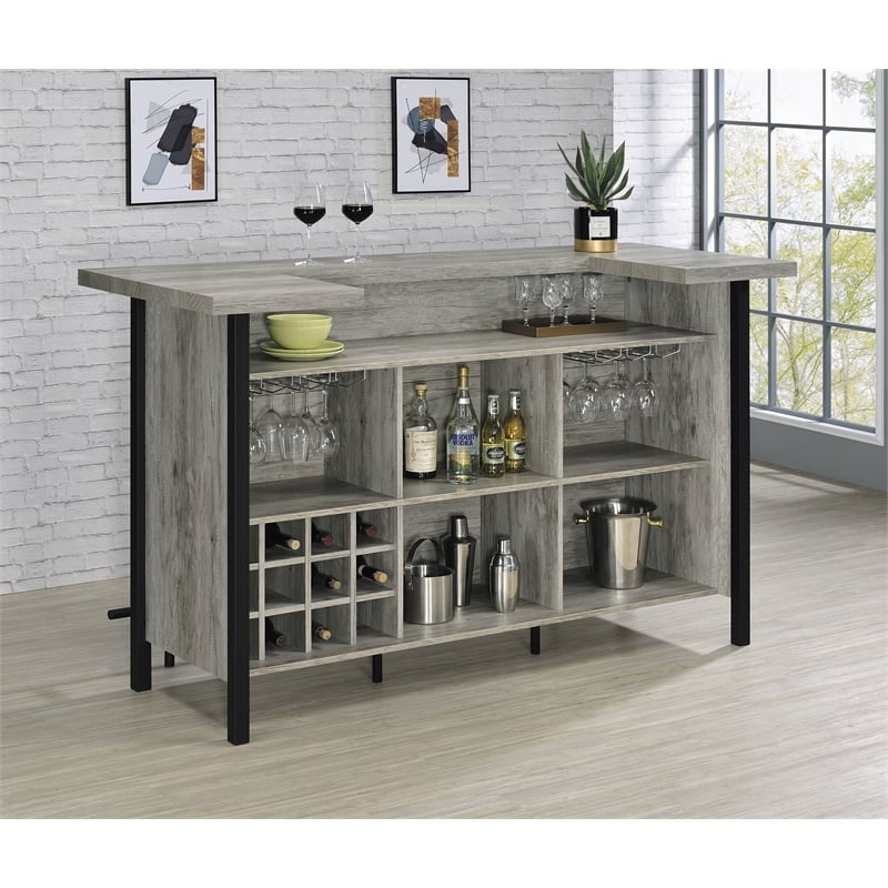 Pemberley Row Engineered Wood Gray Driftwood Bar Unit Rectangular 70.75