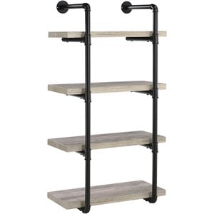 Pemberly Row Modern / Contemporary 24&quot Wall Shelf in Black and Gray Driftwood